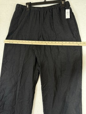 Gap Wide Leg Linen Pants Women Medium Petite Black Pull On Easy Pockets New NWT