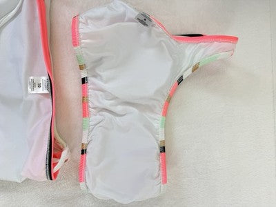 Venus Bikini Set Top Bottom One Shoulder Pink Striped Womens 6 Top 10 Bottoms