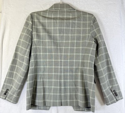J Crew Devon Blazer Women 6 Green Plaid Double Breasted Wool Stretch Italian New