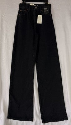 Levis Ribcage Wide Leg Jeans 23 Black High Rise Jeans 23x34 Levi’s New NWT