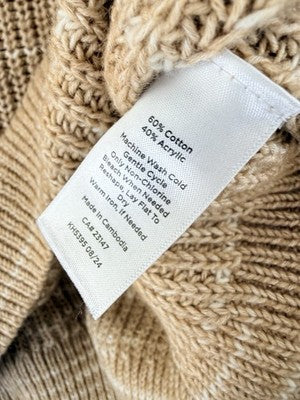 Talbots Sweater Medium Half Zip Beige Long Sleeve Top Space Dyed Womens