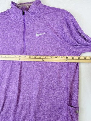 Nike X Peloton 1/2 Zip Running Top Large Purple Dri Fit Pocket Thumb Holes