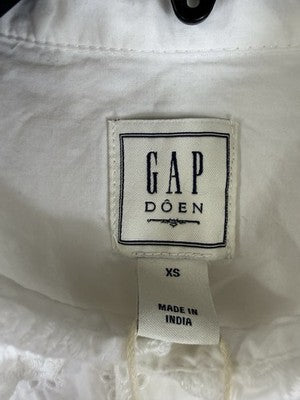 Gap X Doen Shirt XS Men Eyelet Button Up Short Sleeve Boho Off White New NWT