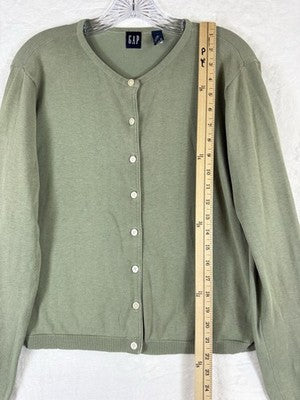 Gap Cardigan Sweater Medium Womens Sage Green Button Front Long Sleeve Tops