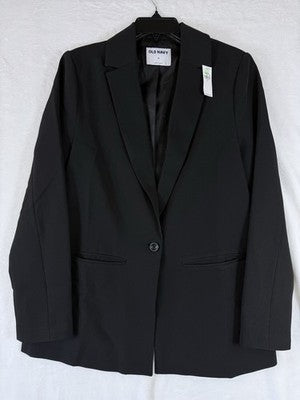 Old Navy Blazer Women Medium Black Jacket Classic Stretch New NWT