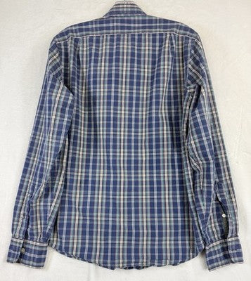 J Crew Shirt Mens Slim Fit Small Blue Plaid Button Down Long Sleeve