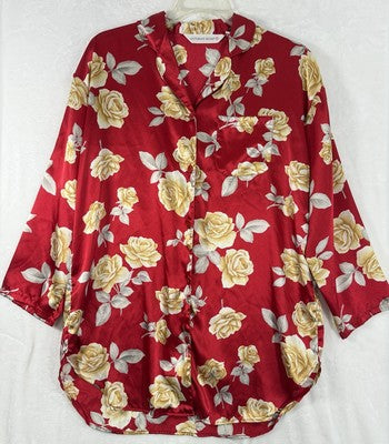 Victoria’s Secret Satin Sleepshirt Nightshirt Pajamas Red Roses Victoria