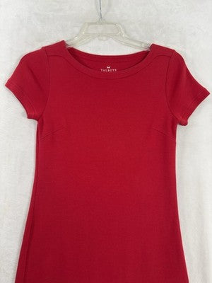 Talbots Dress Small Petite Red T Shirt Jersey Knit Short Sleeve Womens SP Cotton