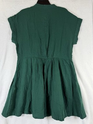 Gap Cotton Gauze Mini Shirt Dress Large Tall Womens Green Short Sleeve New NWT