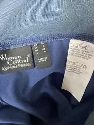 Women With Control Pants XS Blue Pull On Blue Straight Leg Plaid Knit Womens