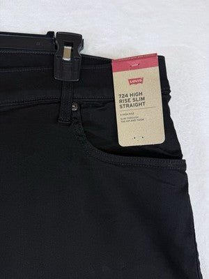 Levis 724 High Rise Slim Straight 18W Womens Black Plus Size Levi’s New NWT