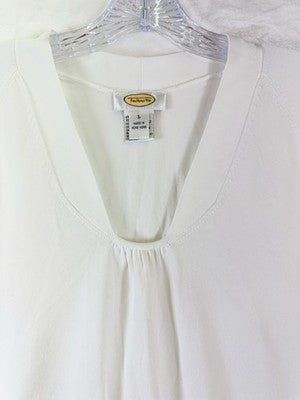 Talbots Sweater Large Short Sleeve White V Neck Womens Vintage