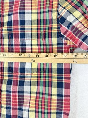 Aeropostale Shirt XS Mens Plaid Short Sleeve Button Up Lot Blue Red 100% Cotton