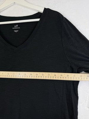 J Jill Top XL Pima Short Sleeve V Neck Tee Black Womens
