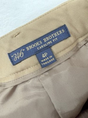 Brooks Brothers Caroline Fit Pants 4 Petite Beige Wool Straight Leg *FlawRead
