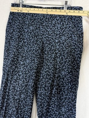 J Jill Pants 12 Blue Floral Print Cotton Stretch Pull On