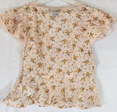 Gap Top Small Womens Babydoll Flutter Sleeve Floral Whimsical Fairycore New NWT