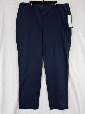 Charter Club Crop Pants 16 Blue Pull On Chelsea Skinny Leg Twill Womens New NWT