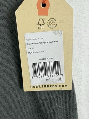Howler Brothers Medium T Shirt Pocket Tee Pelican Postage Antique Black Gray New