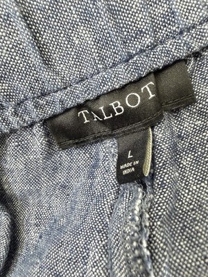 Talbots 100% Linen Shorts Large Blue Pull On Womens