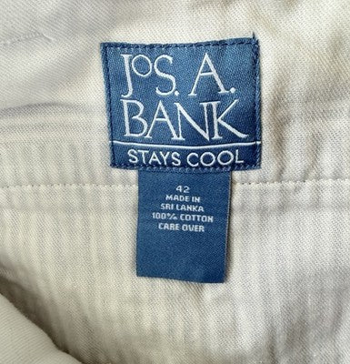 Jos A Bank Shorts 40 Mens Blue White Stripe Stays Cool 100% Cotton 9” Joseph