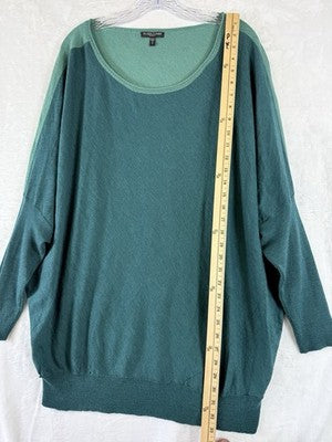 Eileen Fisher Sweater 3X Womens Blue Green Tunic Tops Knit  100% Merino Wool