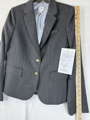 J Crew Blazer 6 Women Jacket Gray Herringbone Wool Schoolboy Ecole New Sample