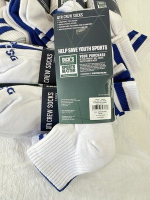 DSG Quarter Crew Socks Large Mens 8-13 White Blue Lot 21 Pairs Dicks New NWT