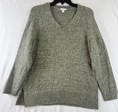 J Jill Sweater Large Petite Pure Jill Green Top Long Sleeve V Neck Womens