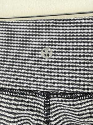 Lululemon Wunder Under Crop II Leggings 6 Womens Workout Blue Gingham