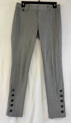 Banana Republic Sloan Pants Size 0 Gray Herringbone Womens Button Hem