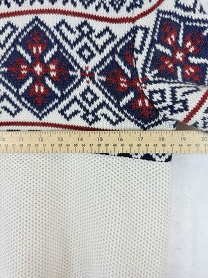 Izod Sweater Men Medium 1/4 Zip Fair Isle 100% Cotton Long Sweater