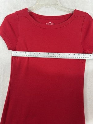 Talbots Dress Small Petite Red T Shirt Jersey Knit Short Sleeve Womens SP Cotton