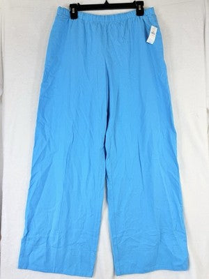 Gap Linen Pants Medium Womens Blue Linen Blend Easy Pull On Wide Hem New NWT