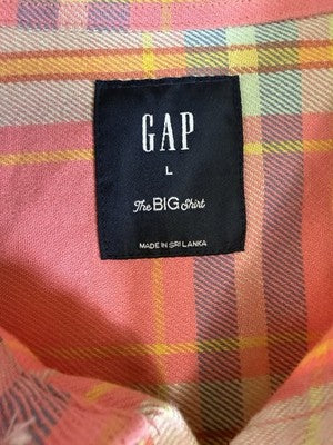 Gap The Big Shirt Mens Large Plaid Long Sleeve Button Up Sunwashed Twill New NWT