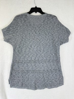 J Jill Sweater Small Short Sleeve Gray Open Knit Lightweight Beachy Womens