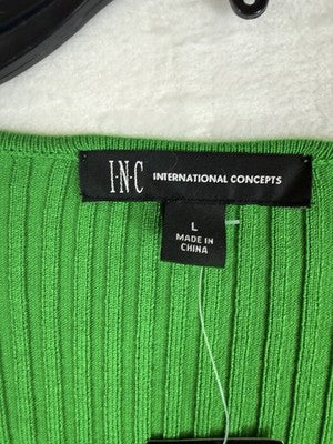 INC International Concepts Tops Large Faux Wrap Long Sleeve Green Womens New
