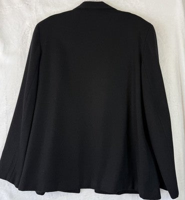 Vintage Wool Blazer 18 Black Made In USA 1 Button Womens Hannington