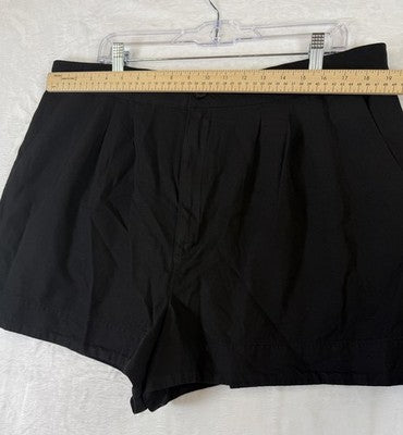 Joie Shorts XL Womens Black High Rise Cotton Linen Pleated
