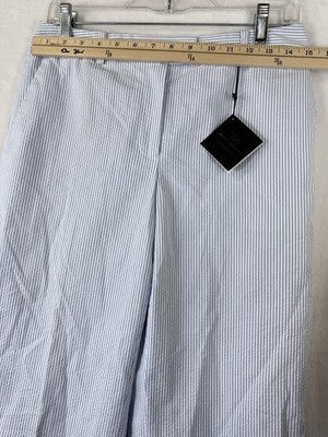 Brooks Brothers Seersucker Pants Womens 6 Caroline Fit Stretch Blue White New