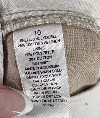 Ana Highest Rise Tapered Linen Blend Pants 10 Pleated Khaki Tan Womens NWT