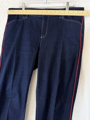 Charter Club Lexington Straight Jeans 16 Dark Blue Red Piping