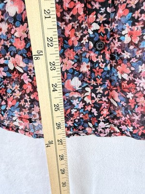 Kut From The Kloth Tops Small Long Sleeve Floral Sheer Button Up Womens
