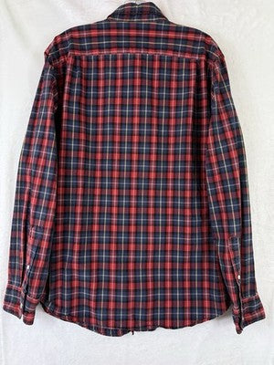 J Crew Shirt Mens Large Red Blue Plaid Button Down Long Sleeve Cotton
