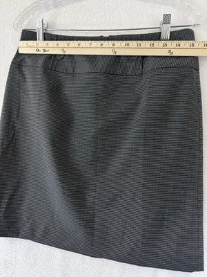 Ann Taylor Loft Skirt 4 Short Gray Black Houndstooth Womens