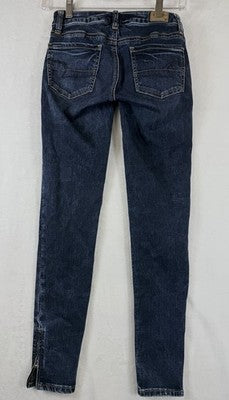 American Eagle Jeggings Size 00 Dark Blue Zip Ankle Denim Jeans