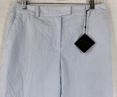 Brooks Brothers Seersucker Pants Womens 6 Caroline Fit Stretch Blue White New