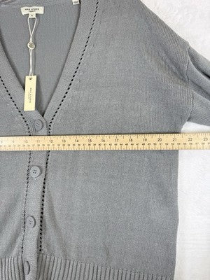Max Studio Cardigan Sweater Large Gray Linen Blend Womens New NWT