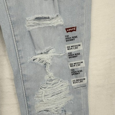 Levis 721 High Rise Skinny 24 24x30 00 Womens Light Blue High Rise New NWT