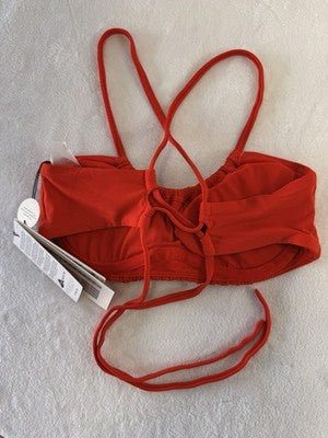 Calia Bikini Top XS Red Swimsuit Swimwear Scrunched Tie Back Womens New NWT